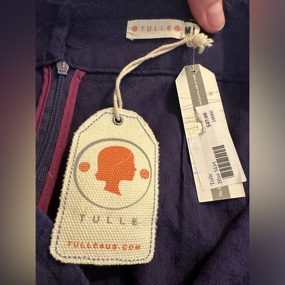 NWT Anthro TULLE Brand Skirt Blazer Suit Set Blue Purple Textured Cotton New - Picture 9 of 13